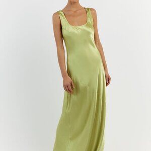 DISSH LEA LIME SATIN MAXI DRESS